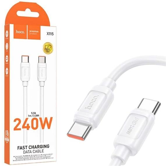 Cable USB-C a USB-C 240W 1 metro Reforzado Hoco X115 Blanco