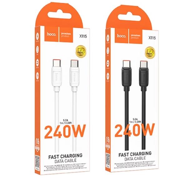 Cable USB-C a USB-C 240W 1 metro Reforzado Hoco X115 Blanco