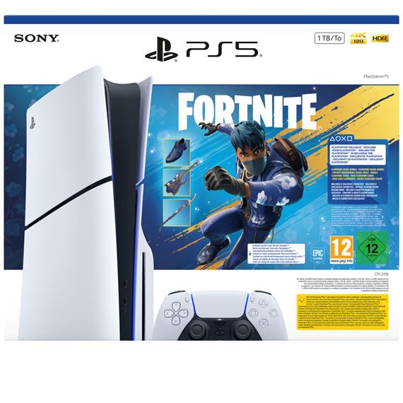 Sony PS5 Consola 1TB Standard Slim White+Fortnite Flowering Chaos