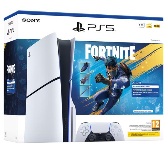 Sony PS5 Consola 1TB Standard Slim White+Fortnite Flowering Chaos