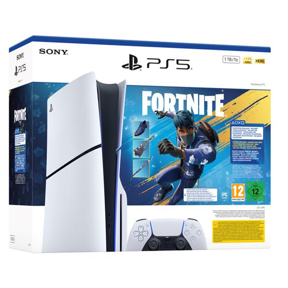Sony PS5 Consola 1TB Standard Slim White+Fortnite Flowering Chaos