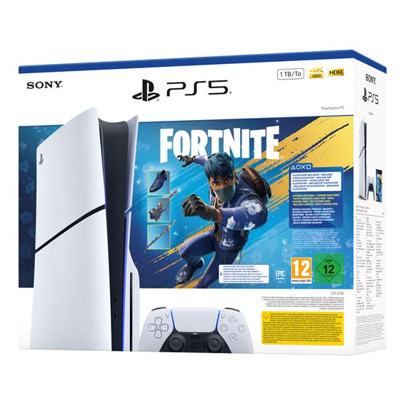 Sony PS5 Consola 1TB Standard Slim White+Fortnite Flowering Chaos
