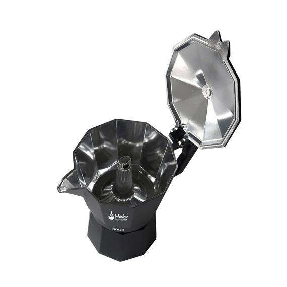 Sogo Moka Cafetera Italiana compatible con Inducción 3 Tazas Negra (CAL-SS-7605)