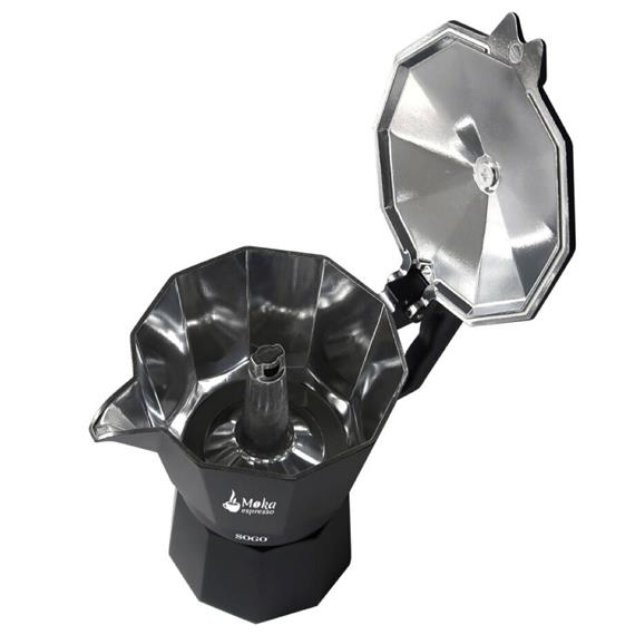 Sogo Moka Cafetera Italiana compatible con Inducción 6 Tazas Negra (CAL-SS-7610)