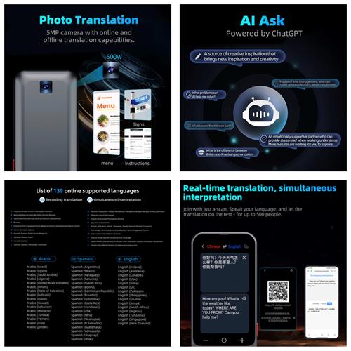 Valore Traductor AI con Pantalla 3.1", Cámara, 139 Idiomas y Chat GPT (AI001)