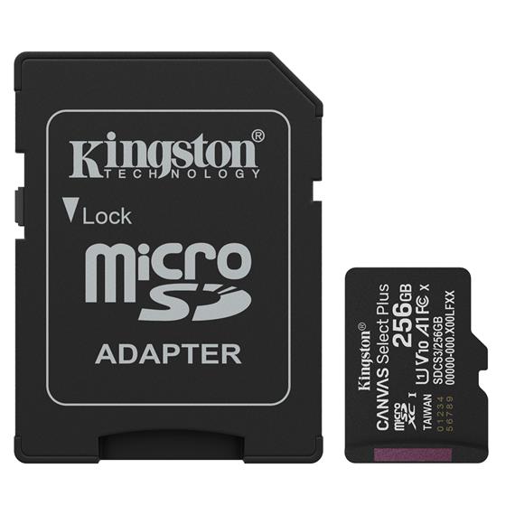 Memoria Micro SD 256GB Kingston HC 150MB/s SDCS3 + Adaptador SD