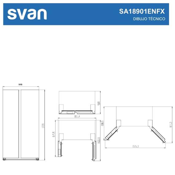 Svan SA18901ENFX Frigorífico Americano 177x90x59cm Inox