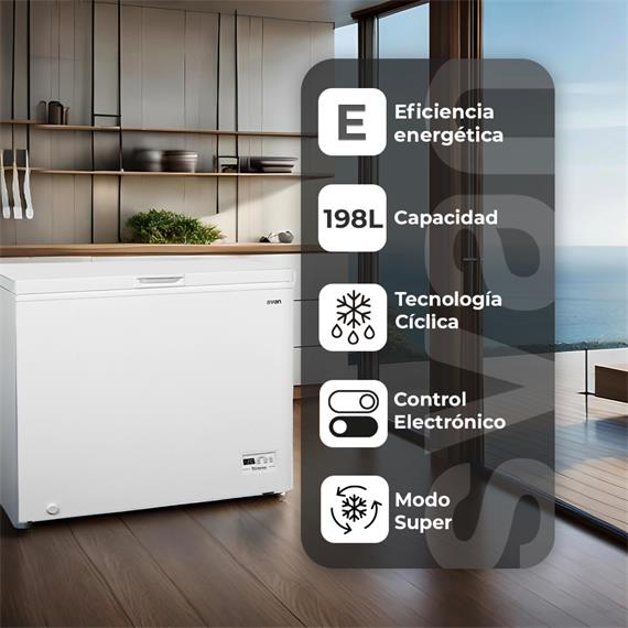 Svan SCH2002EDC Congelador Horizontal Ciclico 198L 85X91X56cm Blanco