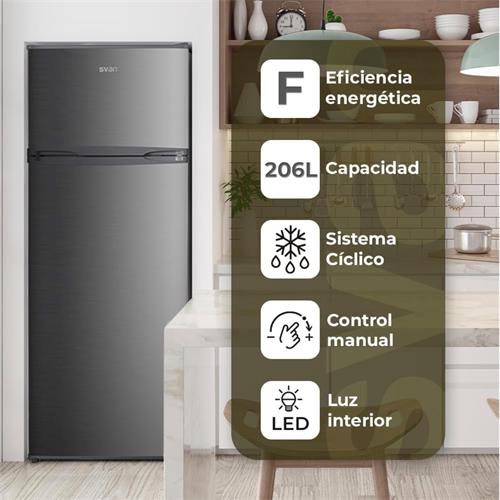Svan SF145503EX Frigorifico 2 Puertas Ciclico Clase E 143x55x56cm Inox
