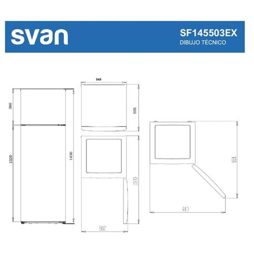 Svan SF145503EX Frigorifico 2 Puertas Ciclico Clase E 143x55x56cm Inox