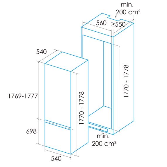 Rommer FE-232 Frigo 1290x480 x490 Blanco