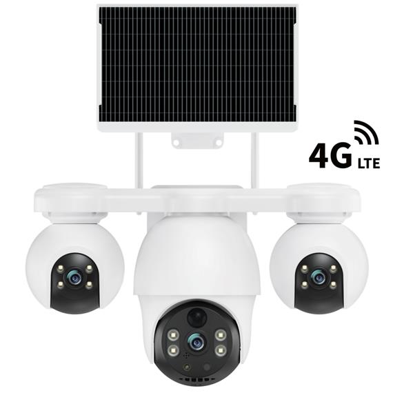 V380Max P19SE-4G V380 Pro Cámara de Seguridad Triple con 4G y Panel Solar