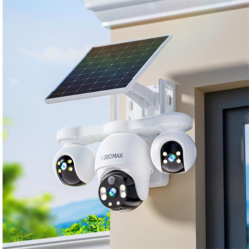 V380Max P19SE-4G V380 Pro Cámara de Seguridad Triple con 4G y Panel Solar