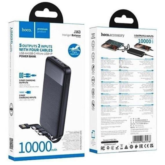 Hoco J163 Powerbank 10.000mAh con 4 tipos de Cables Incluidos