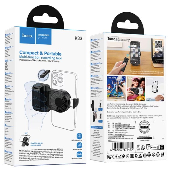 Hoco K33 Soporte Ergonómico para Smartphone con Mando a Distancia