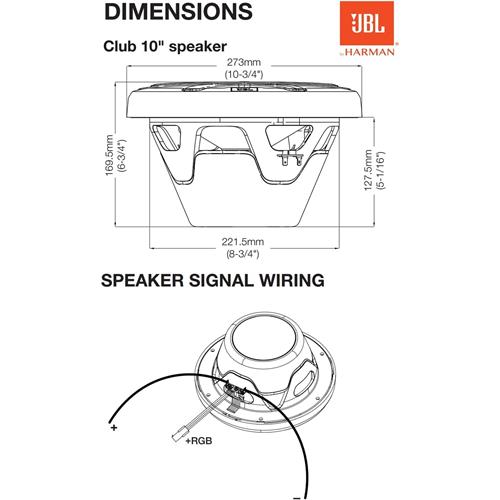 Jbl Marine Club 102 Subwoofer Marino de 10" con Hasta 600W y Luces Led