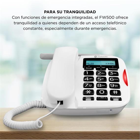 Motorola FW500 Teléfono de Sobremesa con 4G y Línea FIja, Batería 8 Horas