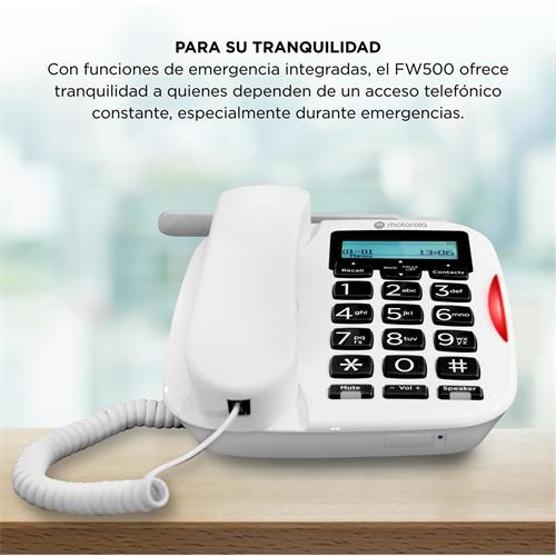 Motorola FW500 Teléfono de Sobremesa con 4G y Línea FIja, Batería 8 Horas