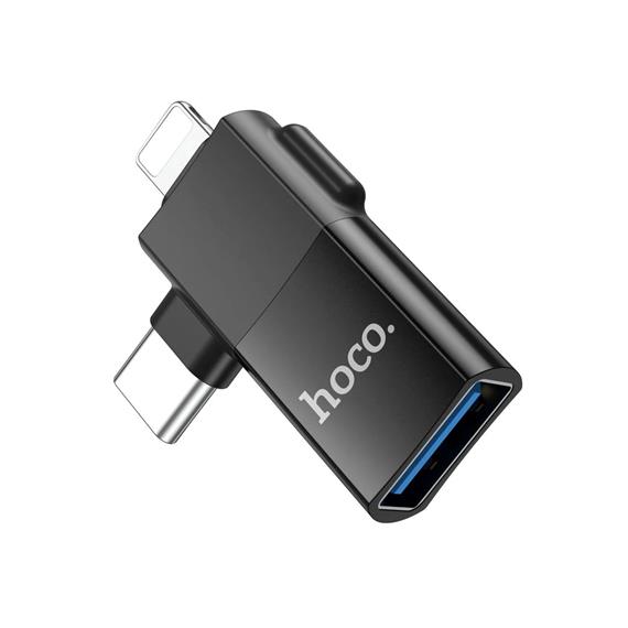 Hoco UA17 Adaptador 2-1 USB-A a USB-C y Lightning