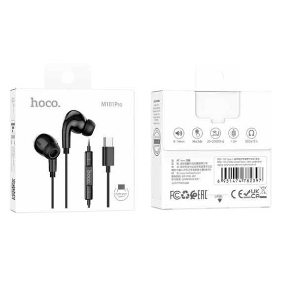 Hoco M101 Pro Auricular con Micrófono y Conexión USB-C Negro