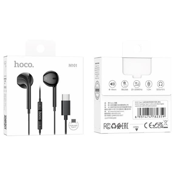 Hoco M101 Pro Auricular con Micrófono y Conexión USB-C Negro