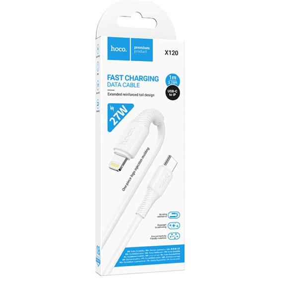 Cable USB-C a Lightning Hoco X120 PD27W 1 Metro Blanco
