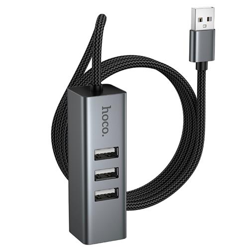 Adaptador USB Hoco HB1D Hub USB-A a 3x USB 2.0 y RJ45 10/100