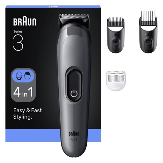 Braun AIO3500 Recortadora 4 en 1 Barba, Cabello y Cuerpo