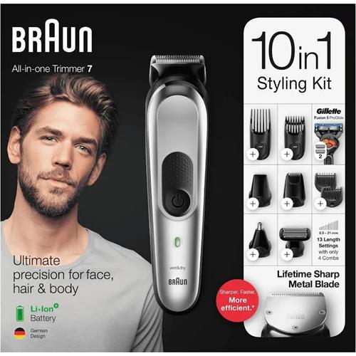 Braun BT7220 Recortadora de Barba Recargable Litio con Set de Accesorios