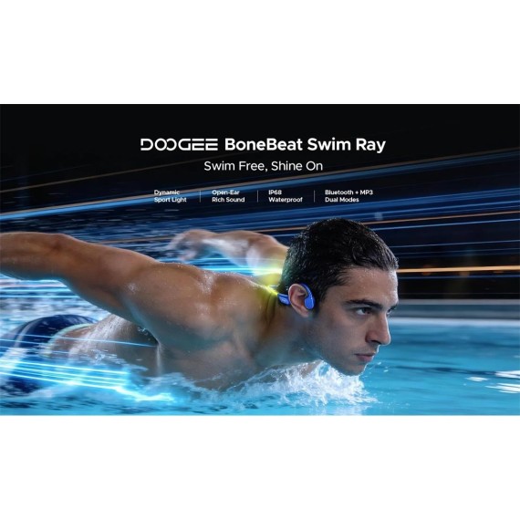 Doogee BoneBeat Swim Ray IP68 Auricular Deportivo de Conducción Osea MP3 Active Blue