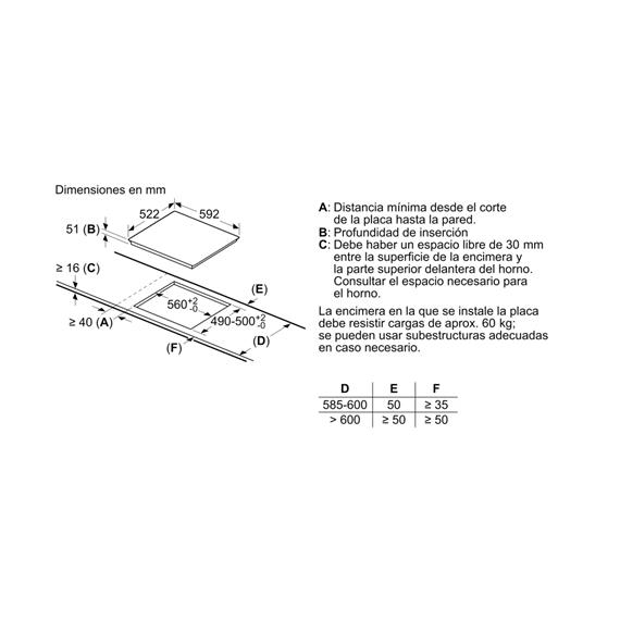 Siemens EU63KBJB5E Vitrocerámica 60cm Induccion