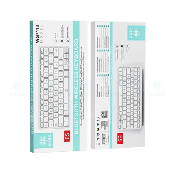 Ikrea WG7113 Teclado Inalámbrico para tablet con Bluetooth Blanco