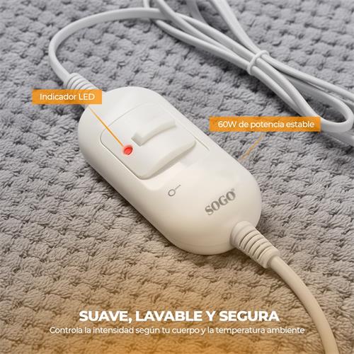 Sogo MEL-SS-20212 Manta Eléctrica 60W 150x80 cm