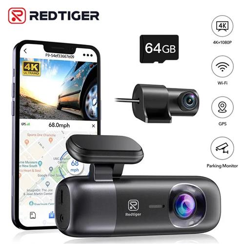 Redtiger F9 Cámara Dual para Auto 4K Wifi y GPS