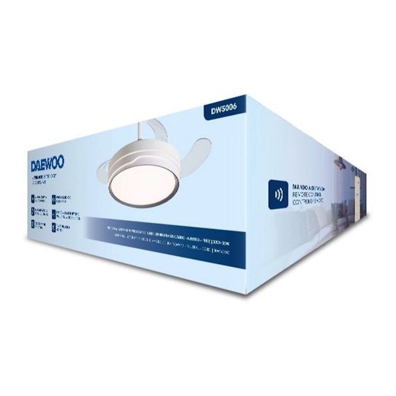 Daewoo DW5006 Ventilador Techo con Luz Led 30W Aspas Retráctiles Blanco