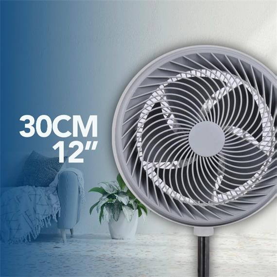 Daewoo DW9002 Ventilador Pie High Speed 90W 12" 30Cm Blanco