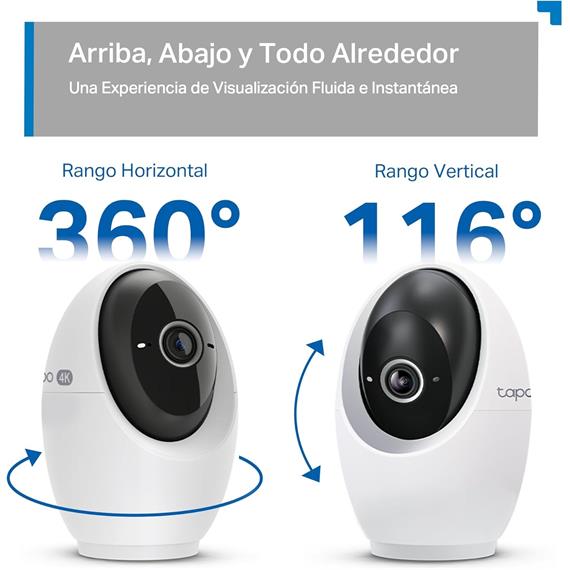 Tp-Link Tapo C260 Cámara de Vigilancia 360º Interior, 4K, Detección IA, Visión Nocturna