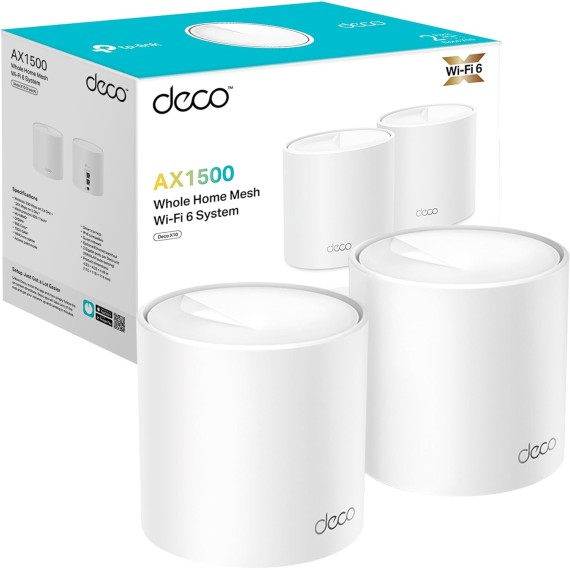 TP-Link Deco X10 Sistema Deco Wi-Fi 6 Mesh AI AX1500 Doble Banda Blanco Pack 2 Unidades