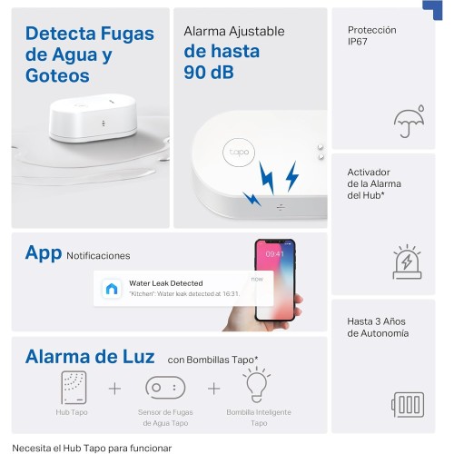 TP-Link Tapo T300 Sensor Inteligente de Fugas de Agua
