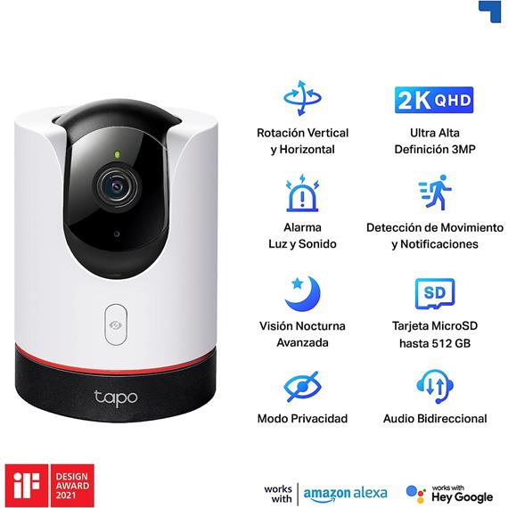 Tp-Link Tapo C225 Cámara Seguridad IP WIFI 360º 2K QHD Con Detección por IA
