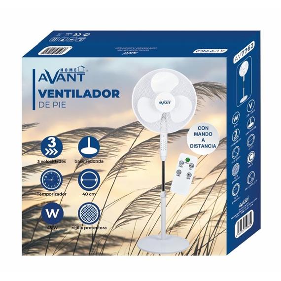 Avant AV7762 Ventilador Pie 45W con Mando a Distancia Blanco