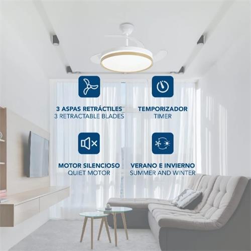 Daewoo DW5010 Ventilador de Techo 30W led Aspas Retráctiles Blanco