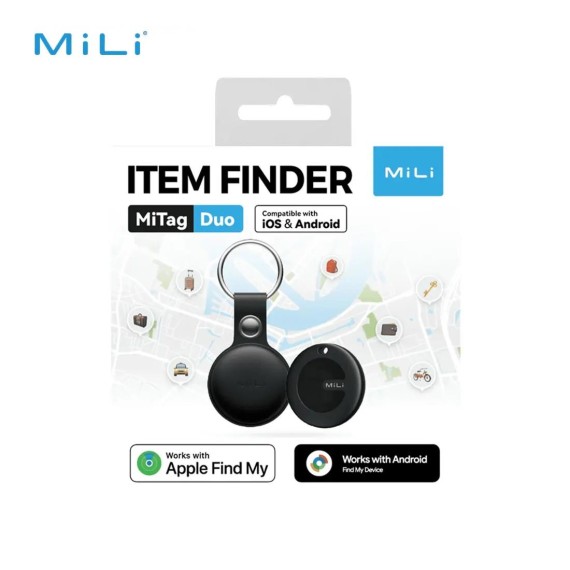 Mili MiTag Duo Item Finder Rastreador iOS y Android con Llavero Piel Vegana