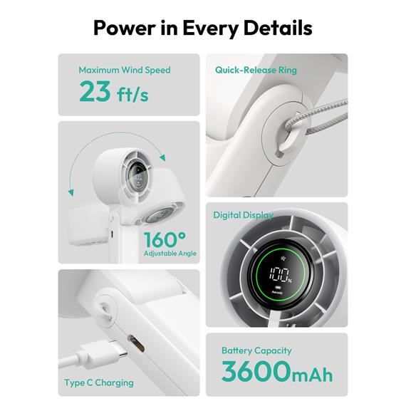 Aecooly PB02-A Ventilador de Mano Plegable Blanco