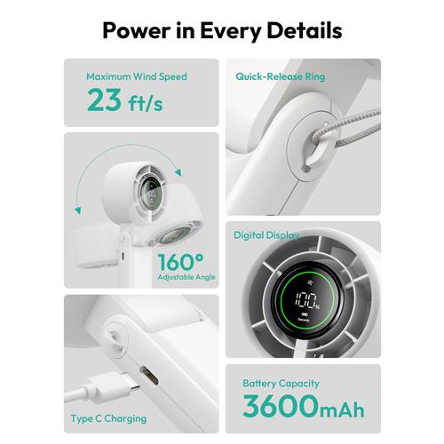 Aecooly PB02-A Ventilador de Mano Plegable Blanco