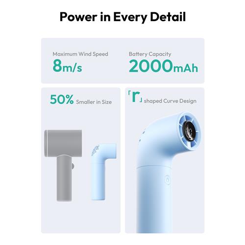 Aecooly PH02-A Ventilador de Mano Alta Velocidad Azul