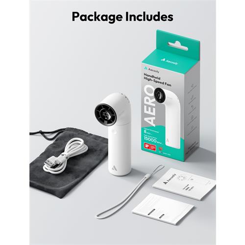 Aecooly PH02-A Ventilador de Mano Alta Velocidad Blanco