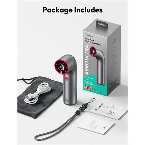 Aecooly PH03 Ventilador de Mano Alta Velocidad 11m/s Gris y Púrpura