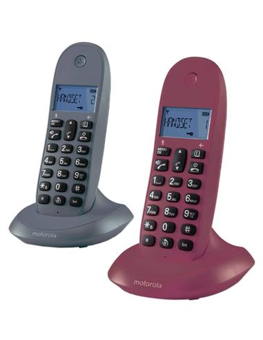 Motorola C1002LB+ Teléfono Inalámbrico DUO Gris y Granate
