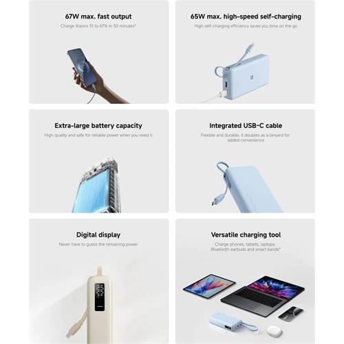 Xiaomi PowerBank 20.000 mAh 67W Cable Integrado Ice Blue (BHR0808GL)